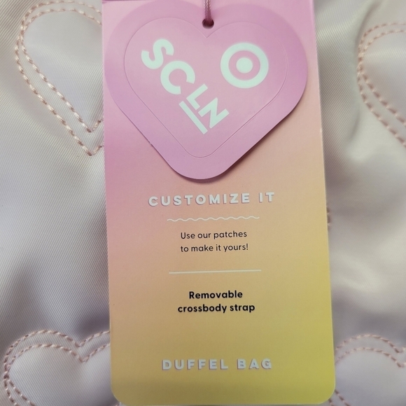 Stoney Clover Ln Quilted Heart Duffle Bag Light Pink Gold Zipper - Picture 8 of 10